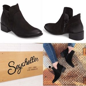 Seychelles Black Leather Dwelling Bootie